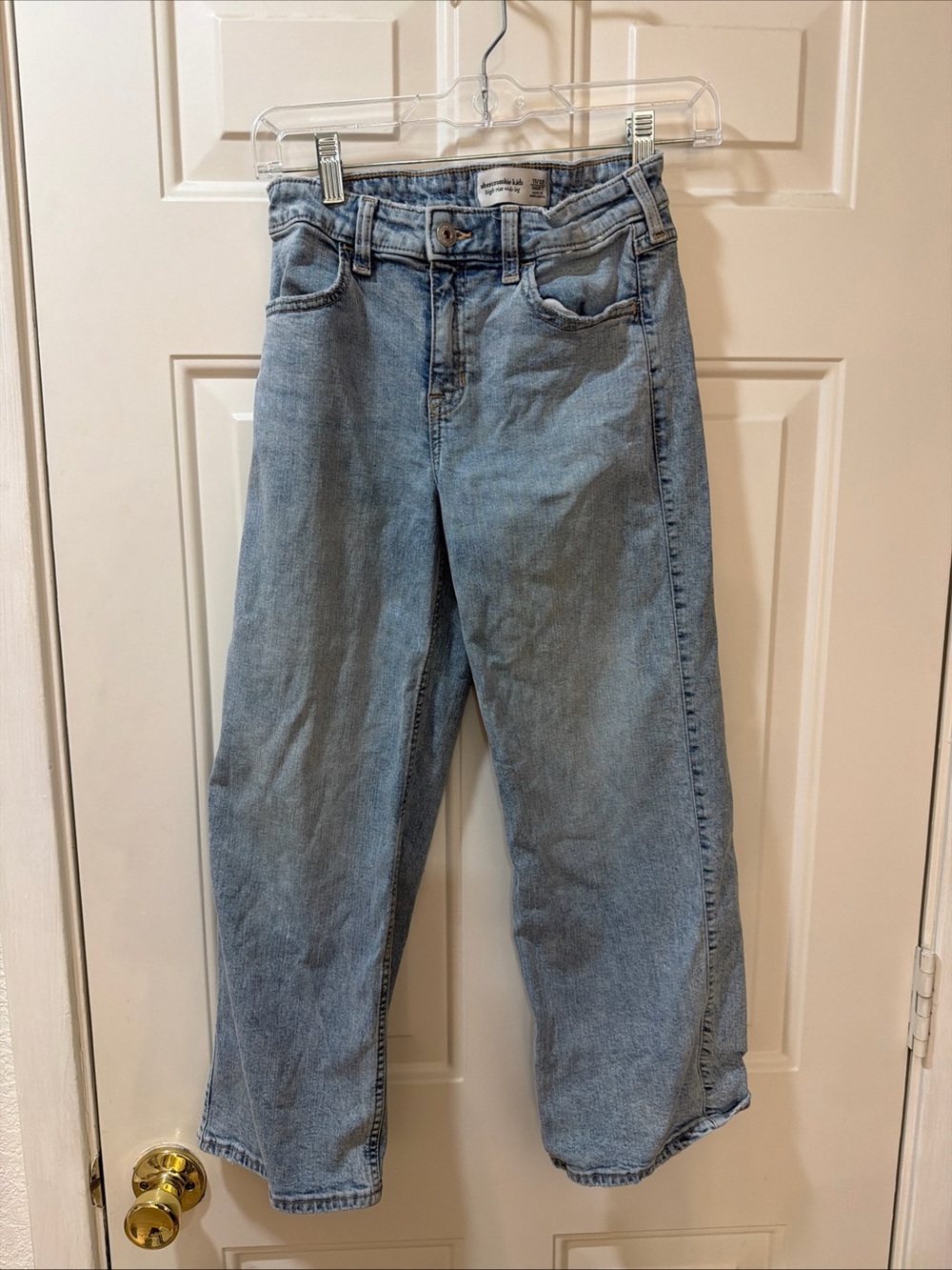 Abercrombie Kids High Rise Wide-Leg Light Wash Blue Denim Jeans Girls 11/12